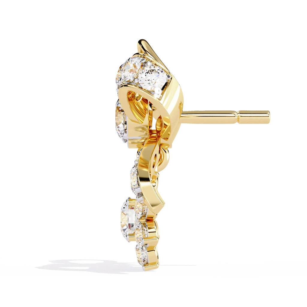 22K Gold Diamond Bow Drop Earrings | Floral Design By ZUNI Zuni