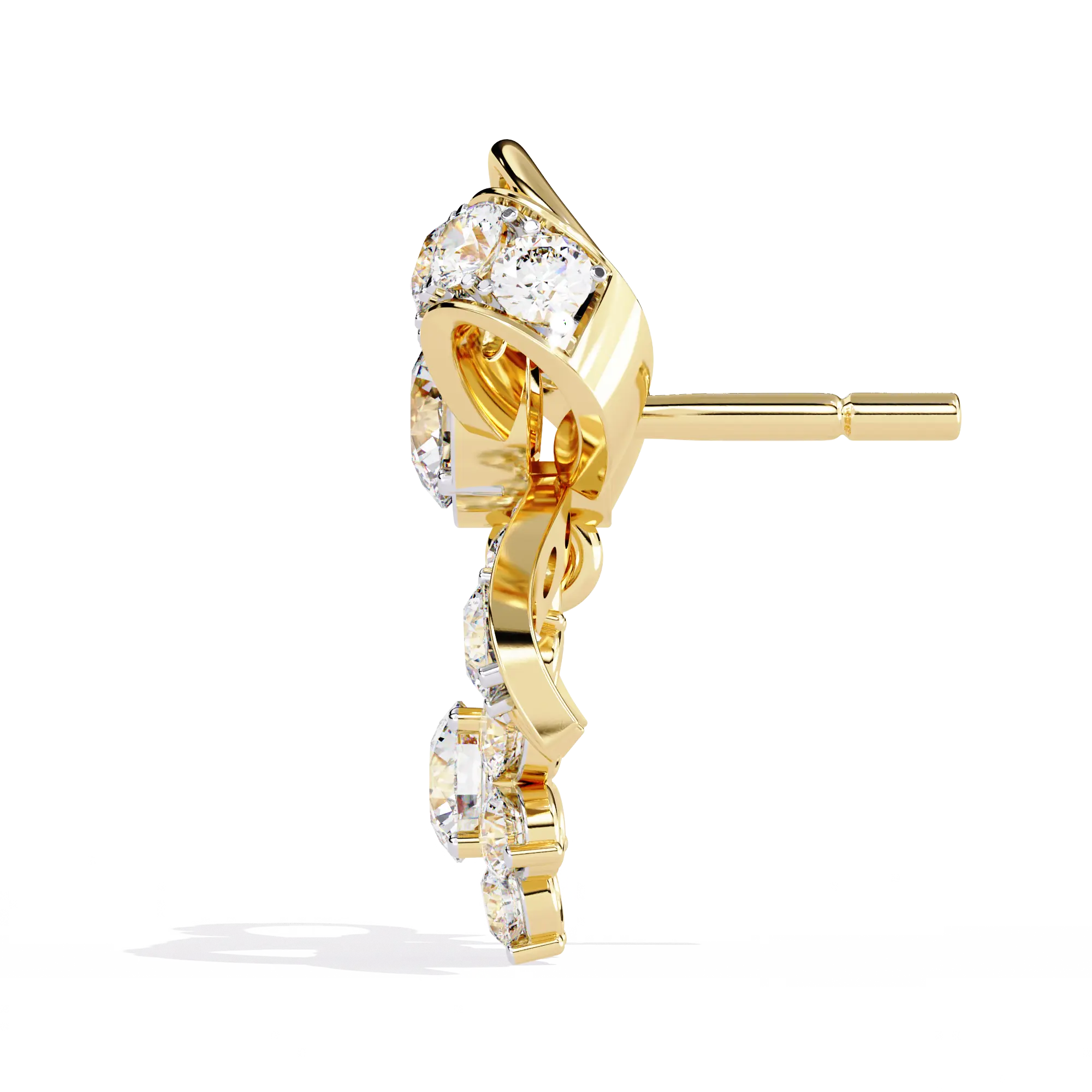 22K Gold Diamond Bow Drop Earrings | Floral Design By ZUNI Zuni