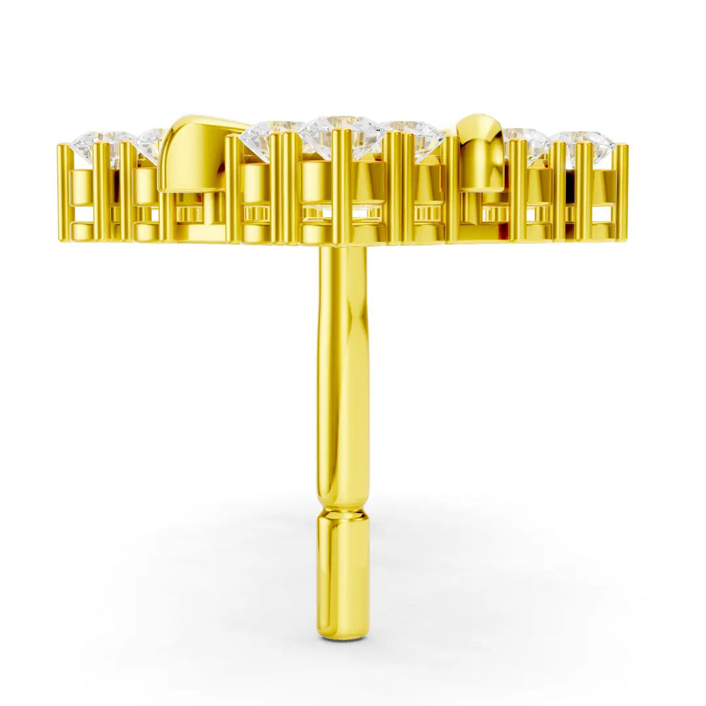 22K Real Gold Diamond Floral Stud Earrings By Zuni Zuni