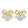 22K Gold Diamond Bow Drop Earrings | Floral Design By ZUNI Zuni