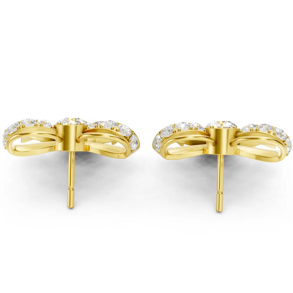 22K Gold Diamond Bow Drop Earrings | Floral Design By ZUNI Zuni