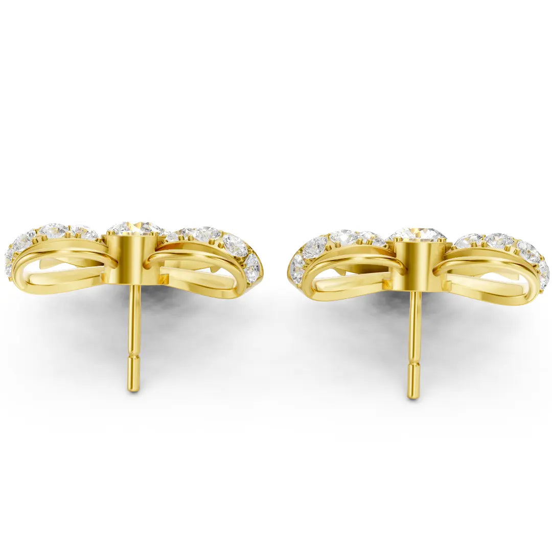 22K Gold Diamond Bow Drop Earrings | Floral Design By ZUNI Zuni