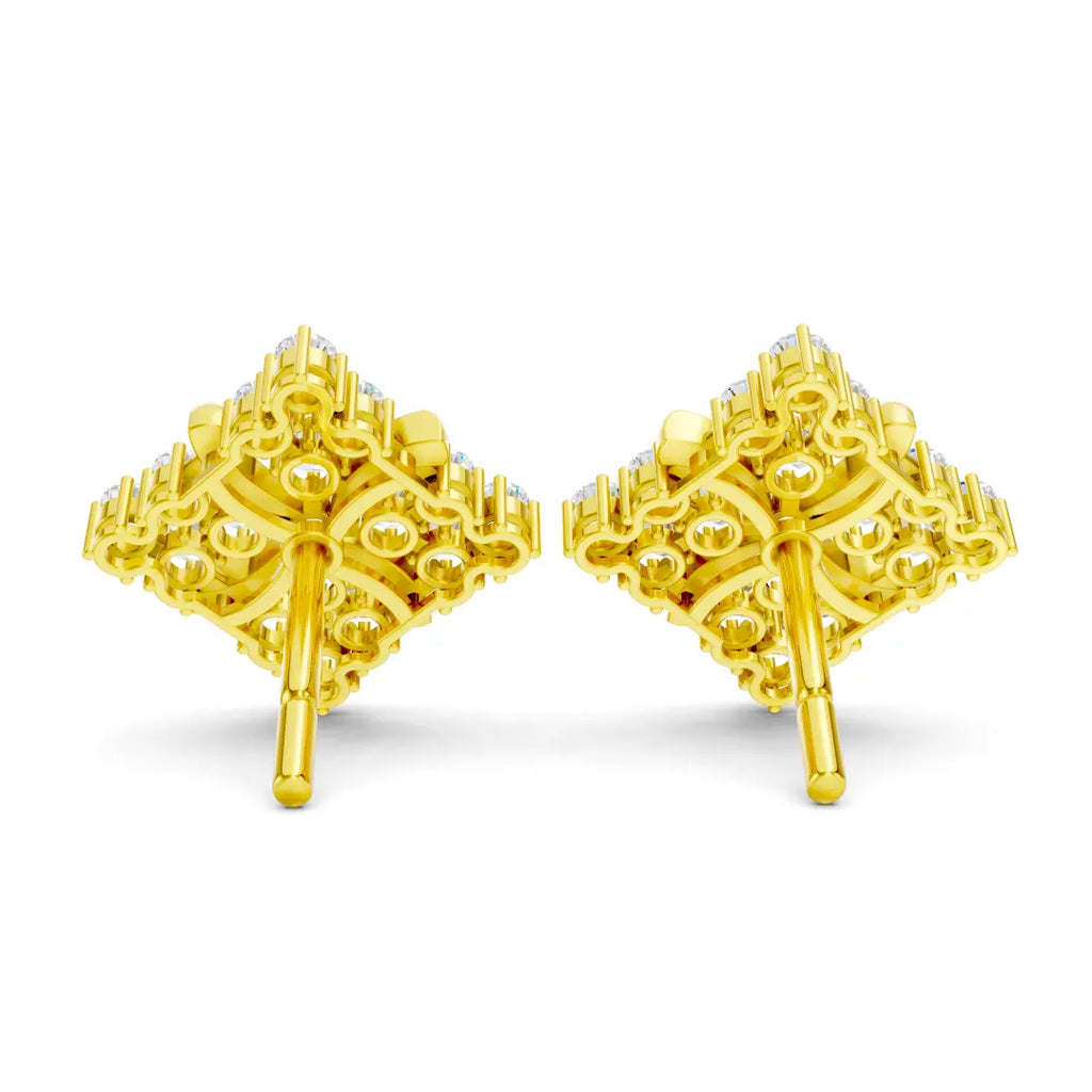 22K Real Gold Diamond Floral Stud Earrings By Zuni Zuni