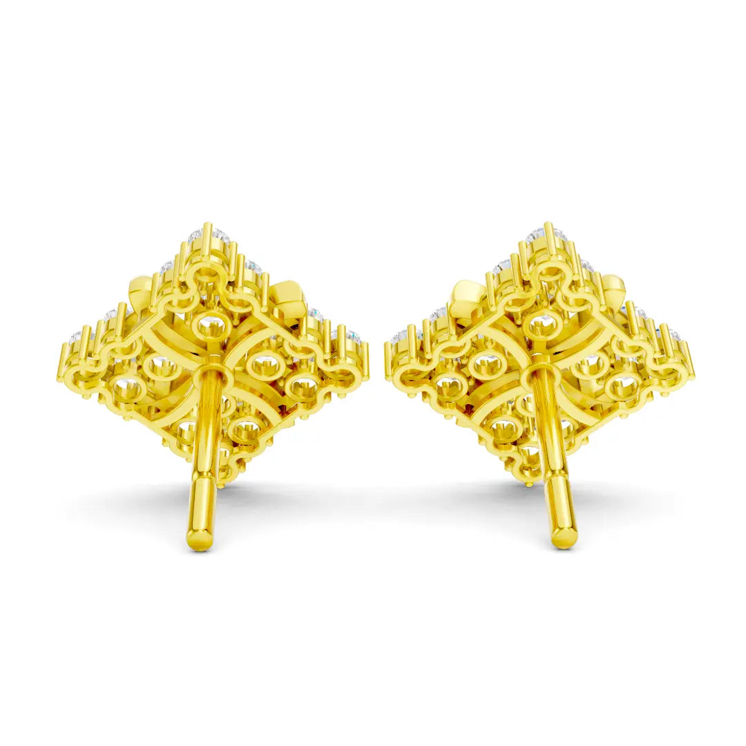 22K Real Gold Diamond Floral Stud Earrings By Zuni Zuni